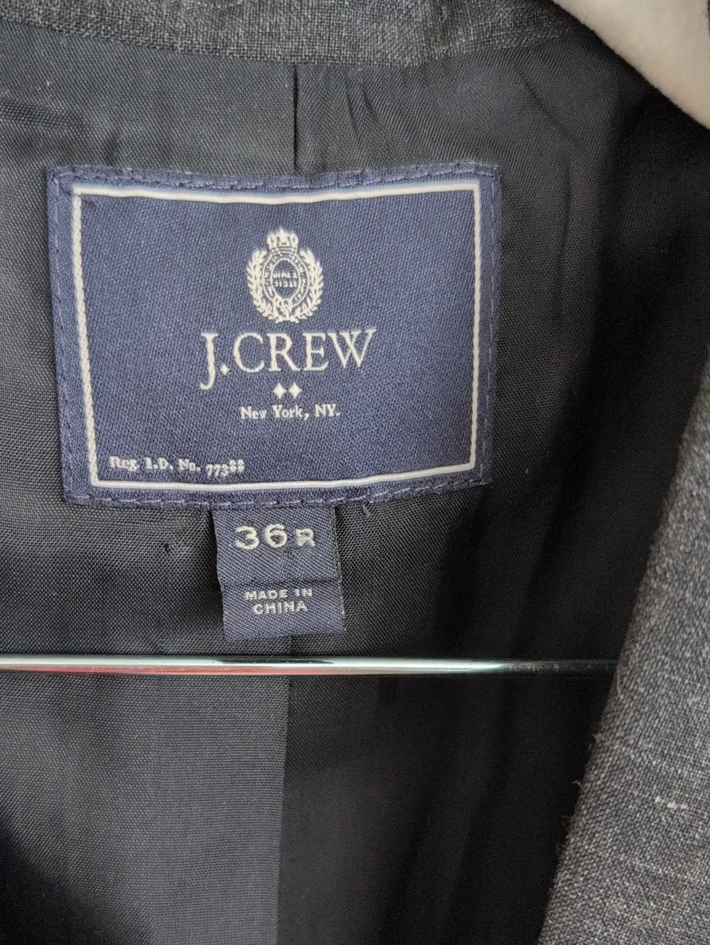 J. Crew Men’s Dark Charcoal Two-Button Notch Lapel 80% Wool Blend Blazer
